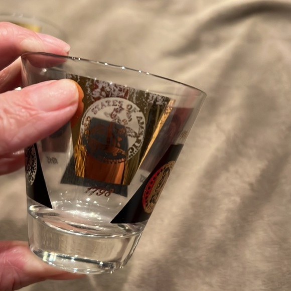 Vintage Cera MCM Double Shot Glasses 22k Gold Black Coins Barware Set of 4 ✨ - Picture 7 of 10